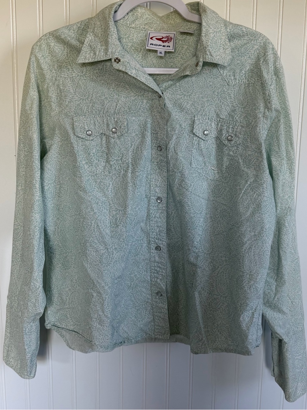 Roper Mint Green‎ and White Western Snap Shirt Size XL Women’s